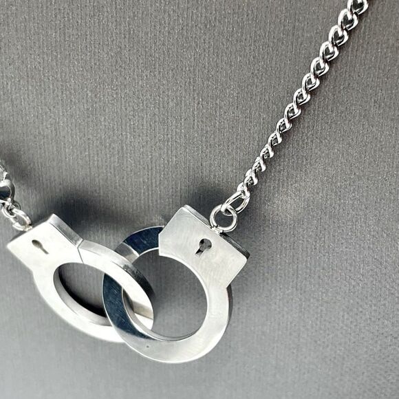 Deluxe Handcuffs Necklace l Stainless Steel l Add on opt.  Handcuff Bracelet New - Picture 9 of 12